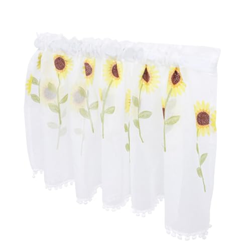 Cortina para cocina y salón SHINEOFI con visillo de girasoles semitransparente 2