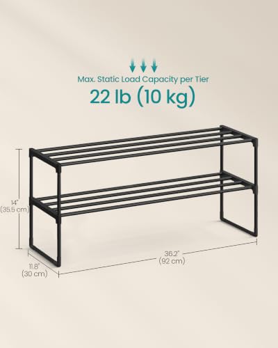 Image of SONGMICS Shoe Rack, 2-Tier Shoe Organizer, Metal Storage Shelf