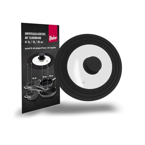 Culinario - Tapa Universal para cacerolas y sartenes de Cristal con Borde de Silicona. Disponible en 2 tamaños