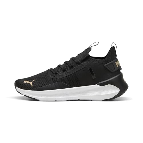 PUMA Tênis de corrida feminino Softride Symmetry Fuzion, Preto, dourado, 38