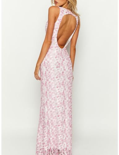 Elegant Lace Floral V Neck Backless Bodycon Dresses for Women Sexy Cut Out Low Back Sleeveless Maxi Dress Wedding Guest2