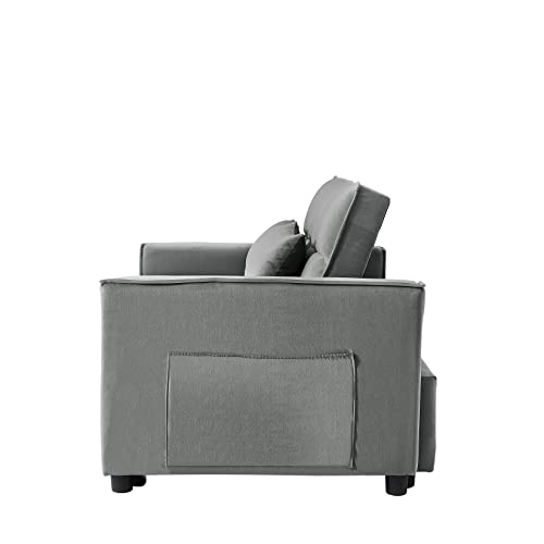 FANYE Modern Convertible Loveseat Sofa W/Pull Out Sleeper Couch Bed,2 Seater Sofa & Couch W/Adjustable Backrest,Tufted Daybed for Home Apartment Office Living Room Twin Velvet Both Side Pockets