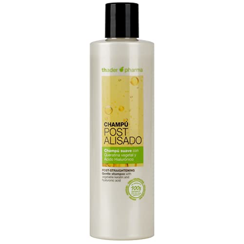 Thader Th Pharma Champú post-alisado del cabello sin sulfatos con Queratina vegetal y Ácido Hialurónico, 300 ml