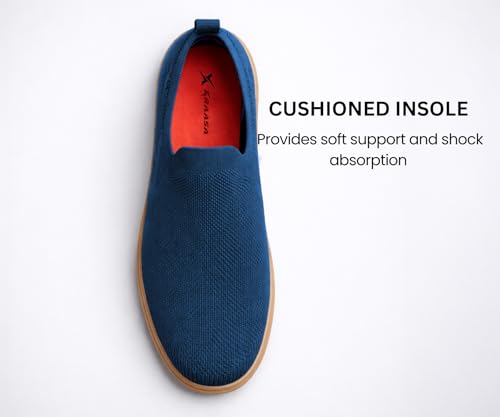 Image of Kraasa Men's Casual Slip-On Loafers | Soft Knitted Upper Breathable Flex Upper | Lightweight Comfort Shoes | TPR Sole