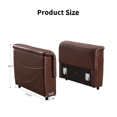 Image of RARZOE Modular Sectional Couch Armrests Module, Faux Leather Armrests Modular Sofa Side Part, Modular Sectional Sofa Module for Living Room Home Theater, Brown