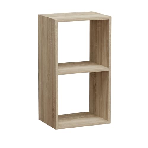 MARAND Stehendes Bücherregal - 2 Zonen - Kinderzimmer Aufbewahrung - Schmal - Wohnzimmer - Holzwerstoff - Sonoma