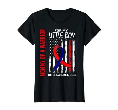 Mujer Mamá mamá de un guerrero niño hijo CHD conciencia USA bandera Camiseta