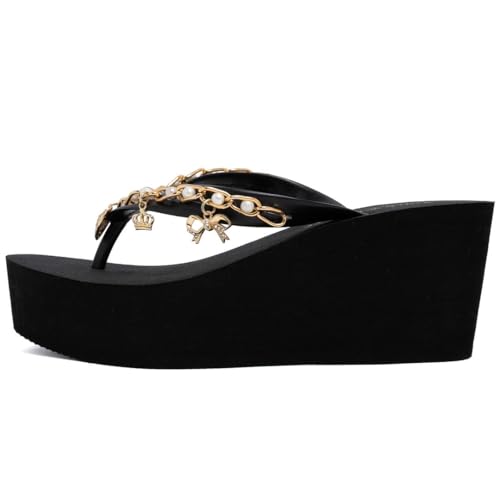 Image of Juicy Couture Women's Wedge Platform Flip Flops, Fashion Beach Sandals with Soft Footbed and Thong Style