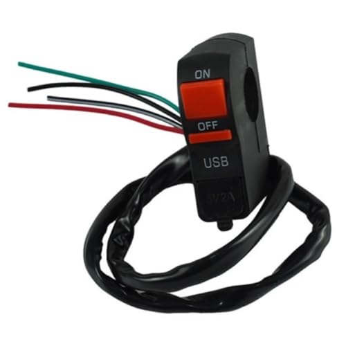 Interruptor de moto con puerto USB de carga rápida y tapa impermeable para manillar