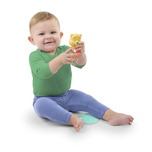 Image of Bright Starts Disney Baby Winnie The Pooh Hunny & Shake Rattle & Teether, Stroller Toy for On The Go, Newborns & Up