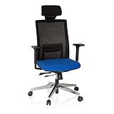 hjh OFFICE 732102 Profi Drehstuhl Captiva Stoff Schwarz/Blau Schreibtischstuhl mit Top-Ausstattung, Netzrücken