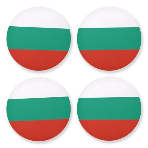 Lot de 4 dessous de verre ronds en liège Motif drapeau de la Bulgarie