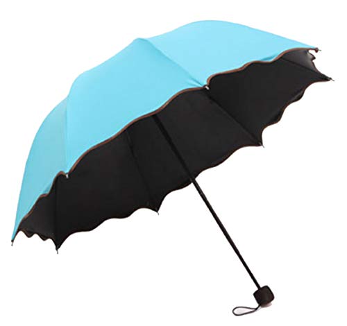 zmgmsmh Parapluie de voyage pliable et compact avec matériau en fleur d'eau (bleu)