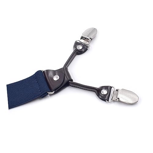 Beavorty 6 Elastic Clips Trousers Braces for Men Comfortable Suspender for Stylish Look for Jeans and Shorts Navy