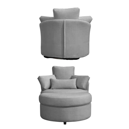 BALUS Modern Swivel Accent Barrel Sofa Chair with Half Moon Storage