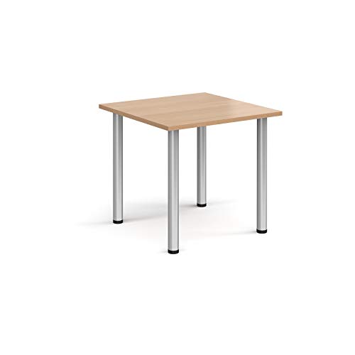 Image of Mr Office Rectangular radial leg meeting table - silver legs, Beech, 800