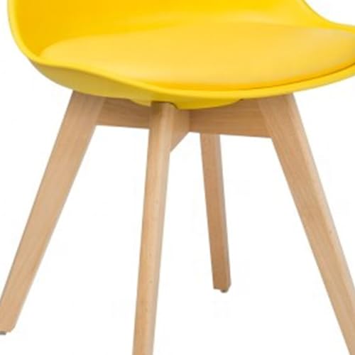Image of Creative Modern Stylish Bright Yellow Upholstered Accent Chair with Sleek Wooden Legs, Perfect for Contemporary Living Rooms, Home Offices Workspaces | (Yellow) (Pack of 1)