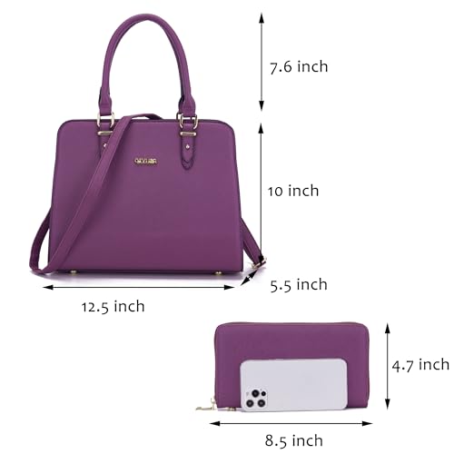 Image of Qiyuer Satchel Purses For Women Handbag And Wallet Set Tote Bag | Premium Vegan Leather,Matching Wallet,RFID Blocking,Work,Casual