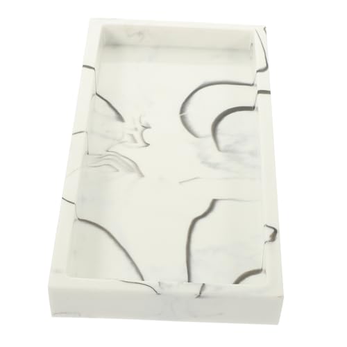 Luxshiny 多機能大理石トレイ ミラートレイ 大理石の化粧台 洗面所 黒 バスルームカウンター バスルーム収納 ルーム用の化粧台 浴室雑貨入れ 樹脂 白い