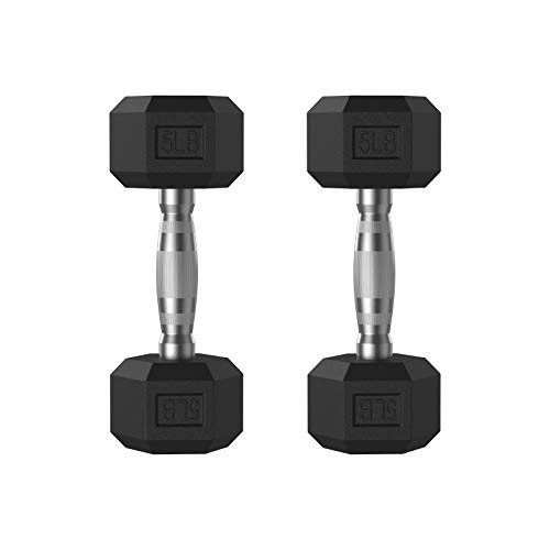LAILAIJU Hex Dumbbells Weight Lifting Equipment Hand Weight Set for Men Women, Exercise & Fitness Dumbbells for Home Gym, 5/15/35/45/25 lb Dumbbells (5 Pound, Pair)
