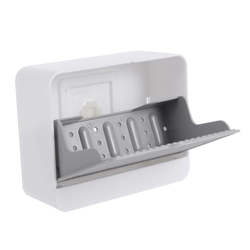 iplusmile Estante de Almacenamiento Pared para Jabón Soporte Ligero y Resistente de Plástico Hips Drenaje Rápido y Anti-envejecimiento para Baño y Cocina Color Gris Montaje sin Taladro