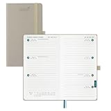 BEZEND Kalender 2026 2027 Horizontale Wochenplaner (17 x 9,5 cm), 18-Monate Terminplaner 1 Woche 2 Seiten (Jul 26 - Dez 27) mit Stiftschlaufe & Froschtasche, PU-Leder Hardcover - Grau