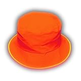 LED Neon Orange Bucket Hat - Light Up Fluorescent Orange Rave Hat for Men, Women - Rechargeable Futuristic LED Bucket Hat