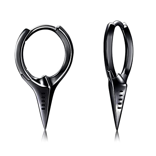 Spike Earrings 925 Sterling Silver Black Hoop Earrings Men Sword Dagger Dangle Drop Earrings Hypoallergenic Gothic Cross Hoop Earrings For Women #TOP9