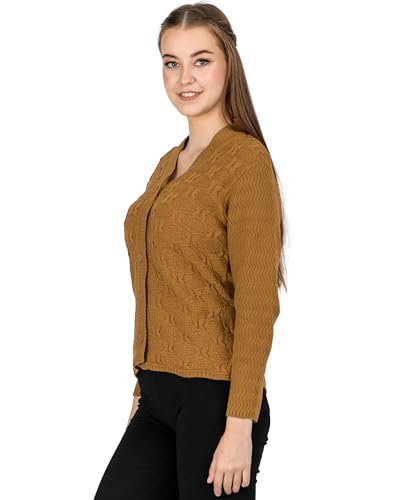 Image of Lady Willington Women Woolen V-Neck Self Design Cardigan Heavy Daffodil Fabric Cardigan Winter Wear Pure Wool Cardigans for Women Sweaters Long Cotty Fully Warm Cardigan Free Sizes