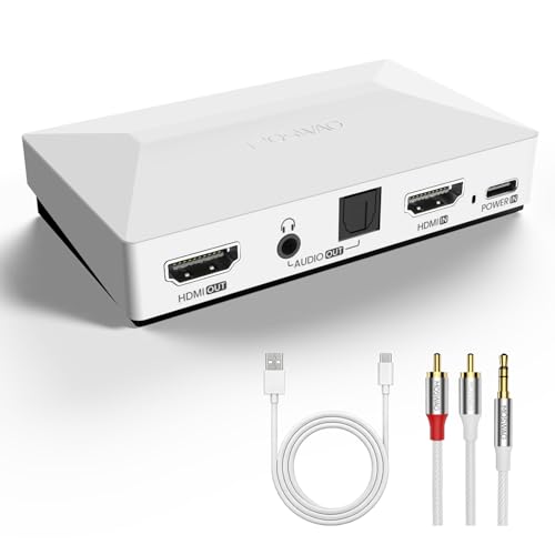 MOSWAG HDMI Audio Extractor 4K@60Hz 1080P@120Hz D-olby HDR Digital Decoder SPDIF 5.1CH 3.5mm RCA Audio Output Compatible with Game Console Home Theater Projector Blu-ray & TV Box