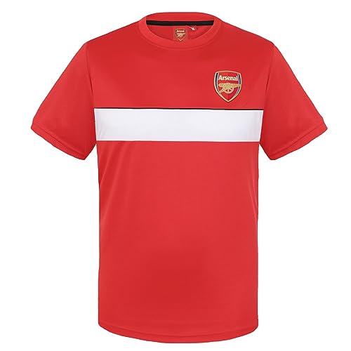 Arsenal FC Officiel - T-Shirt pour Entrainement de Football - Polyester - Homme - Rouge/Rayure Blanche - M