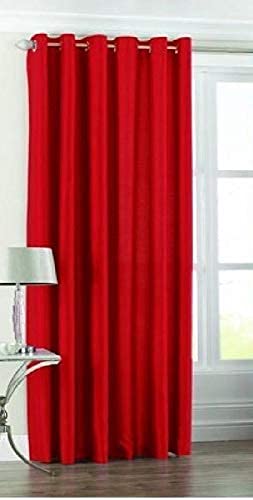 Exporthub 1 Piece Polyester Blend Eyelet Solid Long Door Curtain - 9 Ft, Red
