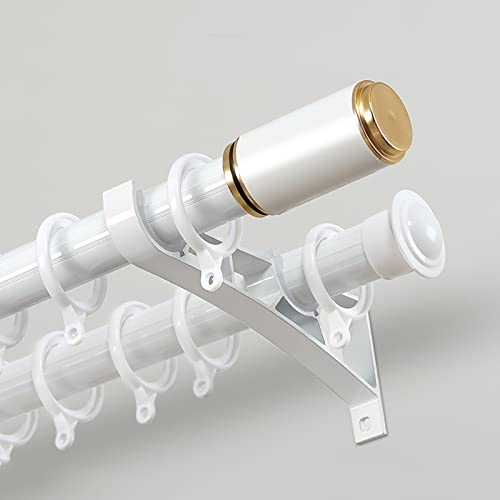 Juego de rieles de cortina románticos montados en la pared de 300 cm, barra de cortina silenciosa con remates para sala de estar, color blanco, ideal para soluciones elegantes de cortinas