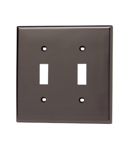 Image of Leviton 2-Gang Toggle Device Switch Wallplate, Standard Size, Thermoplastic Nylon, Device Mount, 80709, Brown