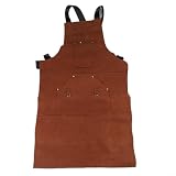 Hitzebeständige Schweißschürze mit Futter und mehreren Taschen, schwer entflammbar, robuste Arbeitsschutzausrüstung, zum Schweißen, Spritzschutz, Holzbearbeitungswerkzeug (schwarz)