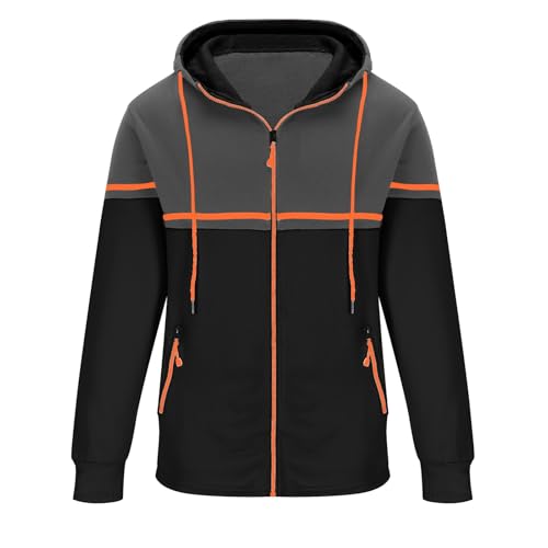 Cambkatl Men's Color Block Hoodies Coat Full Zip Casual Drawstring Long Sleeve Hooded Sweatshirt Jackets with Pockets3