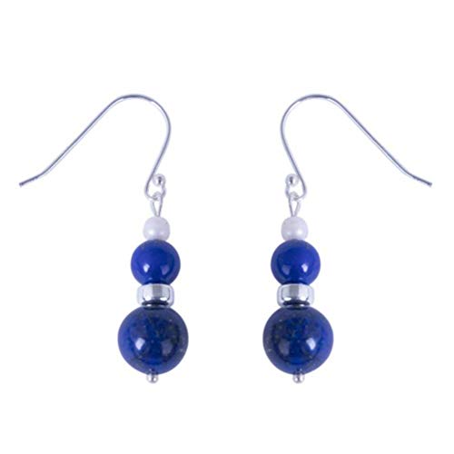 Boucles d'oreilles nacre et lapis-lazuli en argent S925 fait main