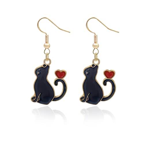 JOGIA Black Cat Halloween Earrings for Women