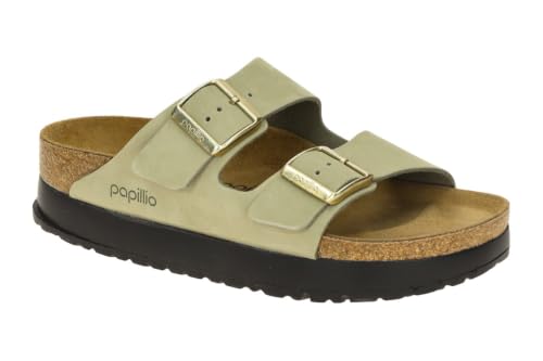 Image of Birkenstock Papillio Arizona Platform Birko Flor Nubuck Women's Eucalyptus, Eucalyptus, 7 UK, 159417