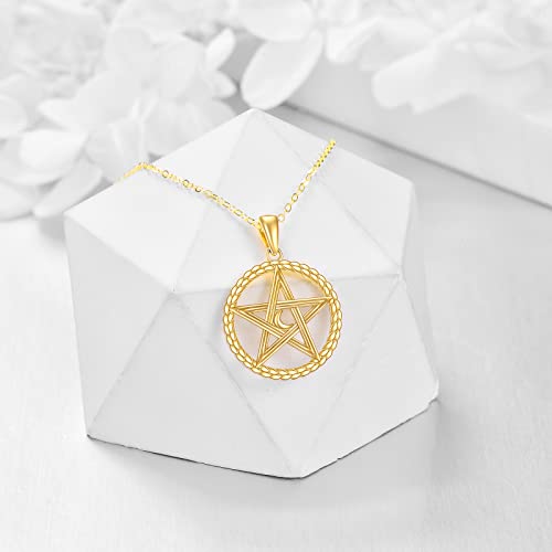 Collar de pentagrama de oro de 14 quilates para mujer