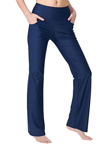 Image of Zeronic Women's Bootleg Yoga Pants with Pockets Long Bootcut Workout Running Pants Tummy Control Pockets Work Pants for Women