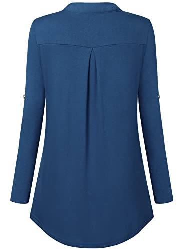 Image of Bulotus Womens 3 /4 Sleeve Tops Plus Size V Neck Zipper Business Casual Blouses for Office & Going Out Soft Knit Tunics, M-3XL