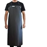 Lchkrep Wasserdichte Herren-Schürze, schwarz, leichte Vinylschürze, Gummischürze zum Geschirrspülen, Metzgerschürze, Schwarz-Einzelpackung, 43'x29'