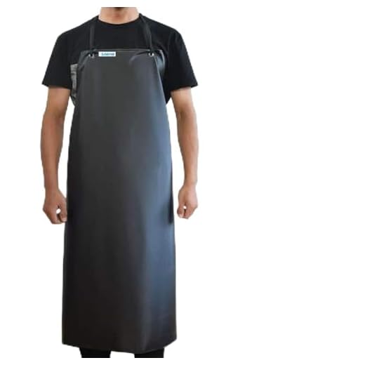 Lchkrep Men's Waterproof Apron Black, Lightweight Vinyl Aprons Rubber Apron for Dishwashing, Butcher, Dog Grooming, Fish Cleaning Industrial Apron,43"x29" Heavy Duty Apron (Black-1pack)