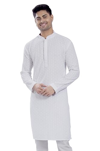 Image of DIVISIVE Men's Sequince Embroidered Cotton Blend Only Slim Fit Kurta