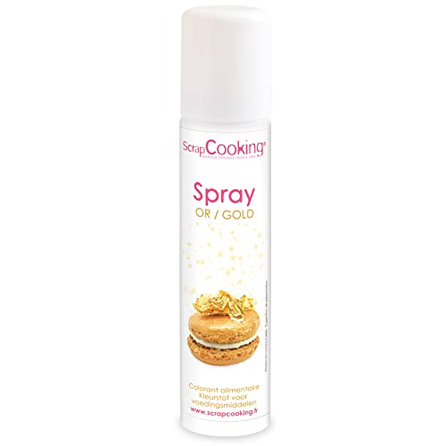 ScrapCooking - Spray Colorant de Surface Or 75 ml - Spray Alimentaire Doré pour faire Briller vos Pâtisseries, Biscuits, Macarons, Pâtes à Sucre, Cupcakes,...