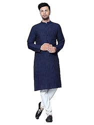 Latest Chikan Men’s Cotton Regular Textured Long Kurta Full Sleeves – Casual Ethnic Wear