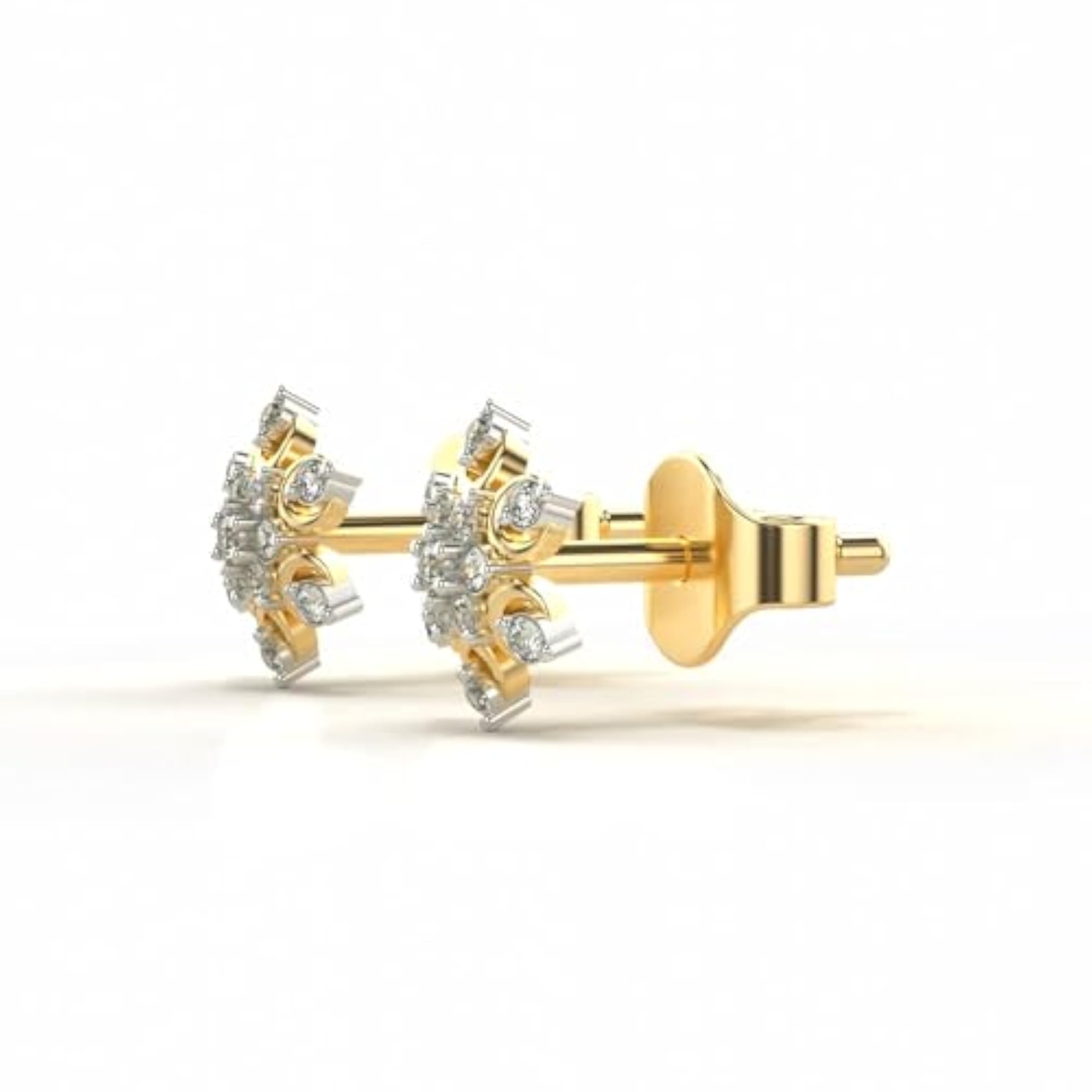 Women's Stylish Yellow Sterling Silver Lab Grown Diamond Earrings, 0.15cts