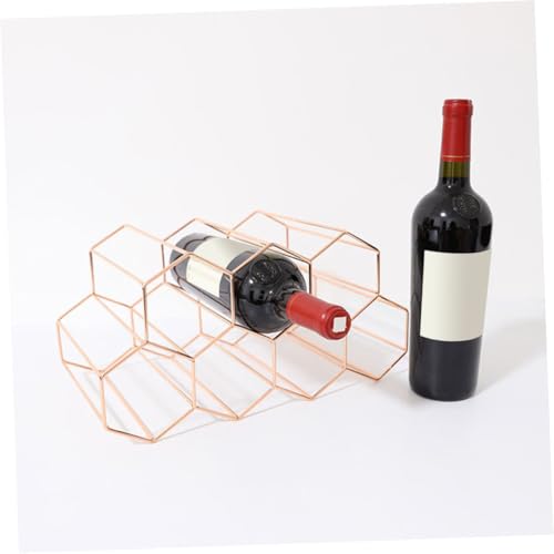 Soporte para 7 botellas de vino de metal color oro rosa miniatura 2