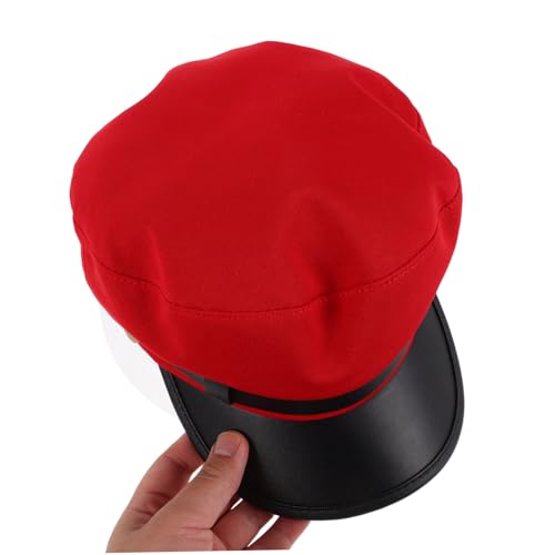 BESTYASH Chauffeur Hat for Men and Women Vintage Newsboy Cap Unisex Beret for Spring and Summer British Style Flat Top Cap for Taxi Drivers and Daily Wear Red4